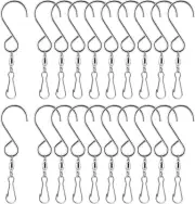20 Pack Wind Spinner Swivel Hooks Clips for Hanging Wind Spinners Chimes Crystal
