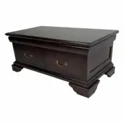 Solid Mahogany Wood 2 Drawers Large Coffee Table AntiqueReproduction