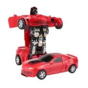 Catzon Inertial Pull Back Car Transforming Toy for 2-7 Years Old Kids Birthday Gift Red
