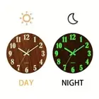 Modern Luminous Wall Clock Wooden Quartz Clocks Glow in The Dark Art Home Decor