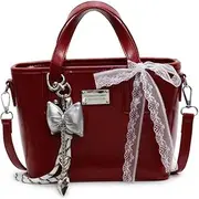 [GETERUUV] Small Tote Bag for Women Coquette Bow Purse Cute Mini Tote Handbag Y2k Purse Faux Leather Crossbody Shoulder Bag