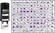 Choose Your Personalized Icon Round Rubber Stamp Self Inking COLOP Mini Stamper 12 mm-Violet Ink