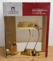 New Normande Lighting HS1-694B Brass Deco Bankers Elite Table Desk Lamp