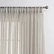 LANTIME Sheer Curtains 96 inches Long, Faux Linen Double Pleated Window Sheer Curtains Panels Drapery for Home, Hotel, Office, 42" W x 96" L, Set of 2, Camel