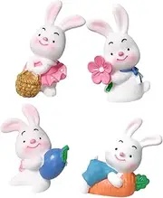 BUTIFULSIC 4pcs Year of The Rabbit Rabbit Ornament Fengshui New Year Statue Resin Rabbit Ornament Fish Tank Gravel Car Toy Toys Resin Crafts Resin Mini Rabbit Figurines Miniature Accessories