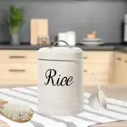 Metal Food Rice Storage Tin Jar Box 3L Farmhouse Container Decor with Scoop