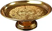iplusmile Sacrifices Fruit Serving Tray Golden Religious Tribute Holder High Base Altar Fruit Plate for Temple Offerings Exquisite Design Space Saving Decor