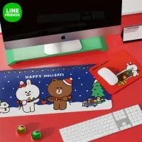 在飛比找momo購物網優惠-【LINE FRIENDS】熊大兔兔莎莉聖誕系列滑鼠墊21x