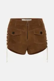 BNWOT ONE TEASPOON 'Marfa' Handmade Suede Leather Tie Side Shorts - Tan - Small