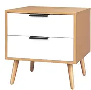 ALFORDSON Bedside Table 2-Drawer Nightstand Cabinet 40 x 48 x 51cm Scandinavian Design Organiser Wooden Storage Side Chest Table for Hallway, Bedroom and Living Room (Neil Wood White)