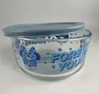 Disney Minnie Mouse Pyrex Bowl Clear Container w/ Blue Lid 4 Cup Storage