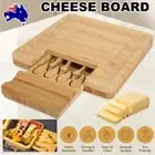 Bamboo Cheese Board & Knife Set Large Charcuterie Platter Kit Gift Party Kitchen