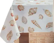 Printed Fabric Tablecloth 60"x84" Oval (6-8 people) SEALIFE,SEASHELS,SEASIDE,BM