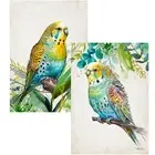 Set of 2 Budgie Birds Kitchen Tea Towels Microfibre Cloth Super Soft Plush Gift