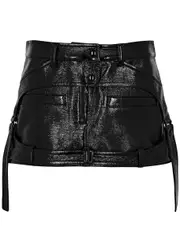 Courrèges Racer Crinkled Vinyl Mini Skirt - Black - 10 10