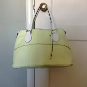 Abro Green/White Dome Style Pebbled Leather Medium Handbag