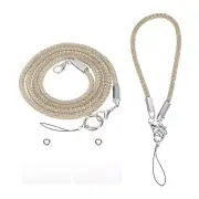 2Size Rhinestone Purse Straps,Sparkly Replacement Bag Straps (Beige, 27.6"/9.8")
