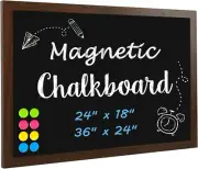 4 THOUGHT Chalk Board 24" X 36", Magnetic Large Chalkboard for Wall Rustic Black