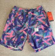 Birddogs Shorts Baysiders Purple Pink Splatter Men XXL Liner Retro 80s 9” Length