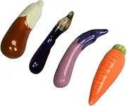 CLISPEED 4pcs Vegetables Design Ceramic Spoon Rack Fun Chopstick Holder Fork Stand Unique Table Supplies for Spoons Forks and Chopsticks Carrots Pattern