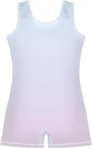 [GAIGEO] Toddler Gymnastics Leotards for Girl Ombre Blue Lilac Gradient Unitards Gifts Leotard with Shorts 2t
