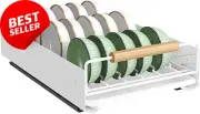 Pull Out Dish Rack with Adhesive Film, Heavy Duty Slide-Out Pantry Drawers