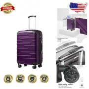 Durable Purple Spinner Carry-On Luggage - TSA Lock & Compression Straps Included