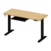 Oikiture 150cm Electric Standing Desk with Drawer Height Adjustable Black Oak