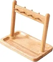 Perfk Desktop Key Holder Jewelry Organizer Stand Jewelry Dish Wood Key Rack with Hooks for Entrance Tabletop Living Room Decoration, Wood