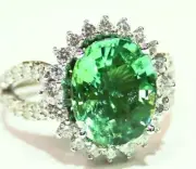 GIA 5.68CT 14K Gold Natural Paraiba Tourmaline Diamond Vintage Engagement Ring