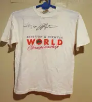 benetton formula 1 Thierry Boutsen Alessandro Nannini signed kids T-shirt