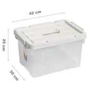 3x 20L Clip Storage Box w Lid Storage Plastic Containers Tubs