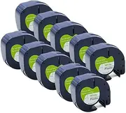 10PK Compatible Dymo LetraTag Refills 91331 Plastic Label Tape LT-100H 12mm x 4m