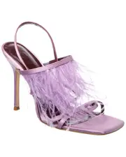 STAUD Anise Feather Satin Slingback Sandal