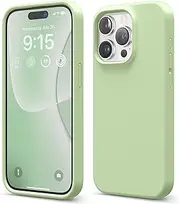 elago Liquid Silicone Case Compatible with iPhone 15 Pro Case, Premium Silicone, Full Body Protective Cover [4 Layer Shockproof Structure], Anti-Scratch Soft Microfiber Lining (Pastel Green)