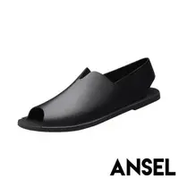 在飛比找森森購物網優惠-【ANSEL】涼鞋 羅馬涼鞋/真皮牛皮復古極簡造型平底羅馬涼