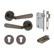 Iver Copenhagen Door Lever on Round Rose Entrance Kit Key/Key