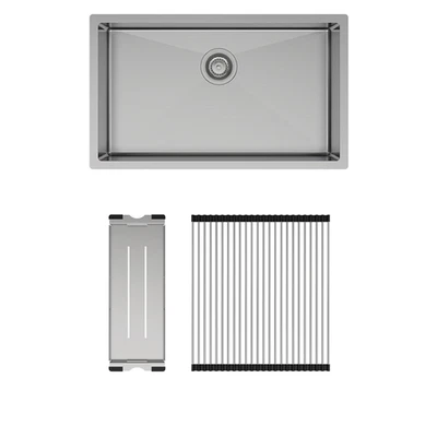 Fienza Hana 55L Single Bowl Stainless Steel Kitchen Sink Kit 68405-KIT