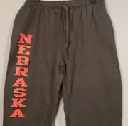 Nebraska Straight Leg Open Bottom Sweatpants, Charcoal/Red Lettering, Pick Size