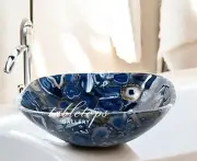17"x13"x5" Blue Agate Wash Basin / Sink kitchen faucet Sink Handmade, Sink Decor