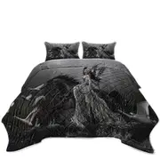 Black Horse Fairy Lamentation of Swans Fantasy Art Coverlet