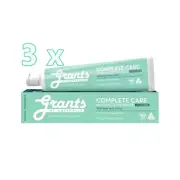 3 x Grants Natural Toothpaste Complete Care + Fluoride Aloe Vera & Mint 110g