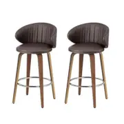 2x Artiss Bar Stools Dining Chairs Contoured Leather Wood Stool