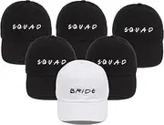 [Funky Junque] Bridal Baseball Cap - 6 Pack: B.r.i.d.e (White) & 5 S.q.u.a.d (Black), 6 Pack: B.r.i.d.e (White) & 5 B.a.b.e (Black), One Size