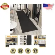 Customizable 2' x 46' Hallway Runner Rug - Lightweight, Non-Slip, Stylish Black