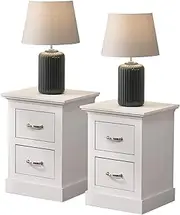 [Merryluk] 2 Beside Table Drawer Dresser, Small Dresser for Closet, Modern Nightstand for Bedroom, End Table with Storage Drawer for Entryway, Beside Furniture Drawer Chest,White