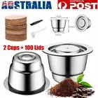 Reusable Refillable Coffee Capsule Pod Stainless Steel Pods & Lid for Nespresso