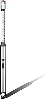 Candle Lighter,Rechargeable Electric Arc Lighter Ignition Lighter with TYPE C Cable, Windproof Flameless Electronic Lighters Long Flexible Neck for Kitchen,Gas Stoves,Camping,Barbecue,BBQ (Silver)