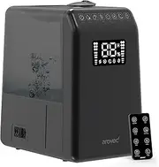 AROVEC Humidifier Top Fill 6L, Hybrid Warm Mist, Cool Mist, for Large Rooms, Bedroom, Home, Auto Mode, Set Humidity Function, Leakproof, Child Lock, Timer, Remote Control, Black (Renewed)