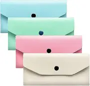 Wzenclave 4 Pcs Money Cash Envelopes Bag Reusable Cash Envelope Wallet Small Money Pouch PU Leather Cash Money Pouch Cash Wallet Envelope Envelope for Spring Festival Wedding Birthday Graduation